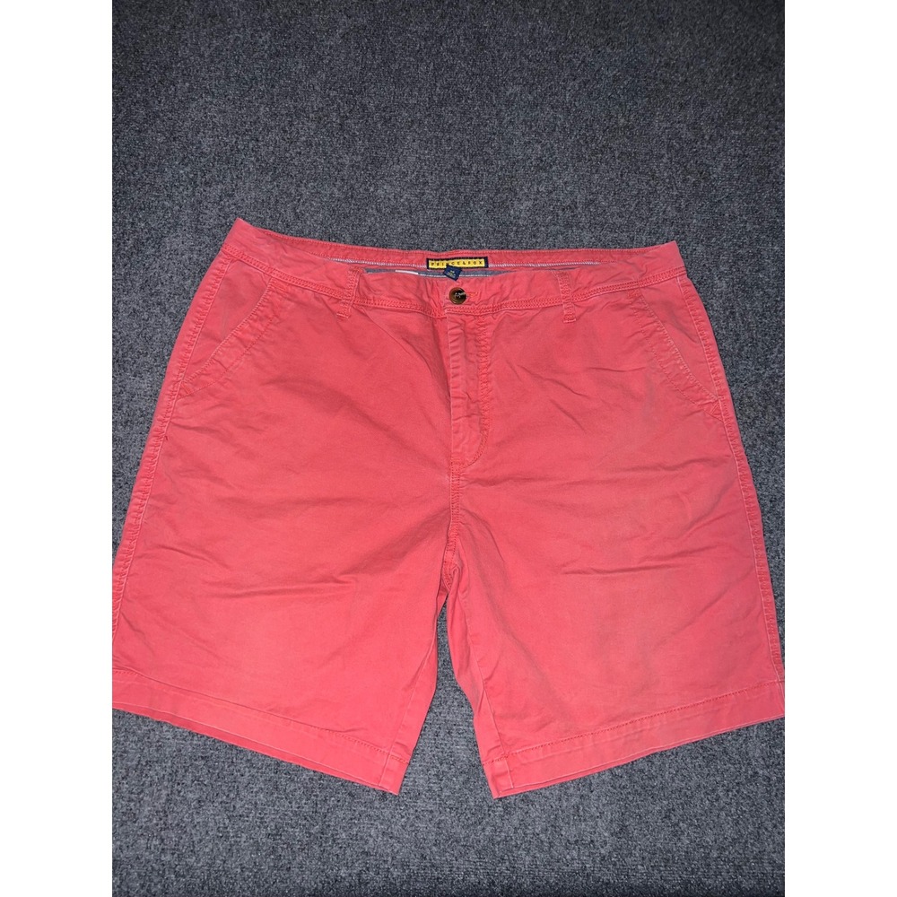 Prince & Fox Mens Salmon Pink Cotton Chino Shorts Size 38 Flat Front